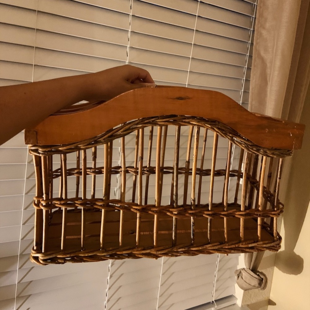 Vintage Rattan Magazine Rack - Picture 2 of 4